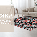 Ultra Soft Area Rug, Non Slip, Stain Resistant, Washable Area Rugs for Living Room, Bedroom, Whimsical Low-Pile Trellis Style(Black)