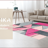 Ultra Soft Area Rug, Non Slip, Stain Resistant, Washable Area Rugs for Living Room, Bedroom, Shaggy Geometric Plush(Pink)