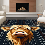 Ultra Soft Area Rug, Non Slip, Stain Resistant, Washable Area Rugs for Living Room, Bedroom, Whimsical Highland Cow Decorative Style(Brown)