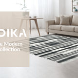 Ultra Soft Area Rug, Non Slip, Stain Resistant, Washable Area Rugs for Living Room, Bedroom, Contemporary Black and White Striped Outdoor Area Rug(Gray)