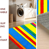 Ultra Soft Area Rug, Non Slip, Stain Resistant, Washable Area Rugs for Living Room, Bedroom, Eclectic Striped Rainbow Vibe(Red)