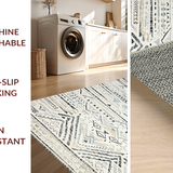 Ultra Soft Area Rug, Non Slip, Stain Resistant, Washable Area Rugs for Living Room, Bedroom, Rustic Textured Circle Design(Beige)