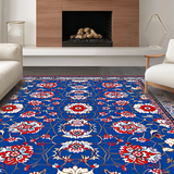 Ultra Soft Area Rug, Non Slip, Stain Resistant, Washable Area Rugs for Living Room, Bedroom, Rustic Geometric Colorful Palette(Blue)