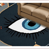 Ultra Soft Area Rug, Non Slip, Stain Resistant, Washable Area Rugs for Living Room, Bedroom, Boho Evil Eye Soft Cotton Runner(Blue)