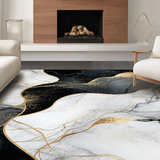 Ultra Soft Area Rug, Non Slip, Stain Resistant, Washable Area Rugs for Living Room, Bedroom, Stylish Gray and White Blend(Black)