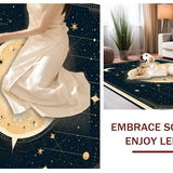 Ultra Soft Area Rug, Non Slip, Stain Resistant, Washable Area Rugs for Living Room, Bedroom, Chic Geometric Cosmic Composition(Gold)