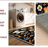 Ultra Soft Area Rug, Non Slip, Stain Resistant, Washable Area Rugs for Living Room, Bedroom, Elegant Floral-Insect Hybrid Design(Black)