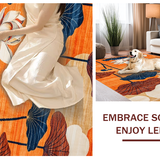Ultra Soft Area Rug, Non Slip, Stain Resistant, Washable Area Rugs for Living Room, Bedroom, Tropical Floral Oasis Vibes(Orange)