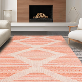 Ultra Soft Area Rug, Non Slip, Stain Resistant, Washable Area Rugs for Living Room, Bedroom, Fresh Coastal Striped Appeal(Orange)