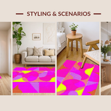 Ultra Soft Area Rug, Non Slip, Stain Resistant, Washable Area Rugs for Living Room, Bedroom, Bold Retro Inspired Color Palette(Pink)