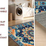 Ultra Soft Area Rug, Non Slip, Stain Resistant, Washable Area Rugs for Living Room, Bedroom, Colorful Abstract Geometric Motif(Blue)