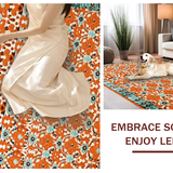 Ultra Soft Area Rug, Non Slip, Stain Resistant, Washable Area Rugs for Living Room, Bedroom, Luxurious Curved Trellis Composition(Orange)