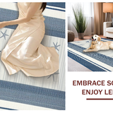 Ultra Soft Area Rug, Non Slip, Stain Resistant, Washable Area Rugs for Living Room, Bedroom, Trendy Striped Seaside Inspiration(Blue)