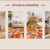 Ultra Soft Area Rug, Non Slip, Stain Resistant, Washable Area Rugs for Living Room, Bedroom, Vibrant Earthy Toned Composition(Orange)