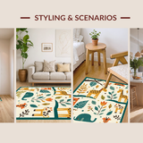 Ultra Soft Area Rug, Non Slip, Stain Resistant, Washable Area Rugs for Living Room, Bedroom, Vibrant Animal Motif Aesthetic(Ivory)