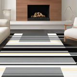 Ultra Soft Area Rug, Non Slip, Stain Resistant, Washable Area Rugs for Living Room, Bedroom, Elegant Black and Bone Stripe(Gray)