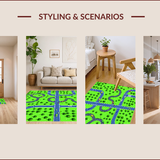 Ultra Soft Area Rug, Non Slip, Stain Resistant, Washable Area Rugs for Living Room, Bedroom, Brightly Colored Urban Grid Layout(Green)