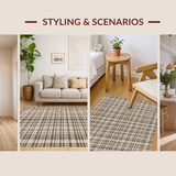 Ultra Soft Area Rug, Non Slip, Stain Resistant, Washable Area Rugs for Living Room, Bedroom, Sophisticated Vintage Checkered Appeal(Brown)