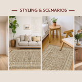 Ultra Soft Area Rug, Non Slip, Stain Resistant, Washable Area Rugs for Living Room, Bedroom, Cozy Abstract Organic Shapes(Brown)