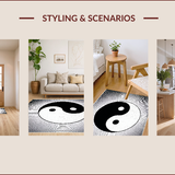 Ultra Soft Area Rug, Non Slip, Stain Resistant, Washable Area Rugs for Living Room, Bedroom, yin yang doormat(Black)
