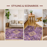 Ultra Soft Area Rug, Non Slip, Stain Resistant, Washable Area Rugs for Living Room, Bedroom, Contemporary Textured Color Burst(Purple)
