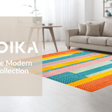 Ultra Soft Area Rug, Non Slip, Stain Resistant, Washable Area Rugs for Living Room, Bedroom, Eclectic Colorful Circular Textile Charm(Orange)