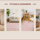 Ultra Soft Area Rug, Non Slip, Stain Resistant, Washable Area Rugs for Living Room, Bedroom, Chic Geometric Plush Aesthetic(Pink)
