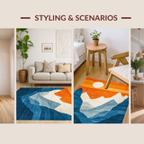 Ultra Soft Area Rug, Non Slip, Stain Resistant, Washable Area Rugs for Living Room, Bedroom, Playful Organic Landscape Visual(Orange)