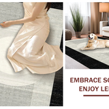 Ultra Soft Area Rug, Non Slip, Stain Resistant, Washable Area Rugs for Living Room, Bedroom, Outdoor Entry Stripe Rug Chic Layered Porch Accent Welcome Mat Design(Black)