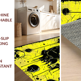 Ultra Soft Area Rug, Non Slip, Stain Resistant, Washable Area Rugs for Living Room, Bedroom, Bold Contrast Cartoon Skull Aesthetic(Yellow)