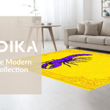 Ultra Soft Area Rug, Non Slip, Stain Resistant, Washable Area Rugs for Living Room, Bedroom, Elegant Purple and Yellow Harmony(Yellow)