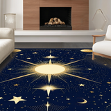 Ultra Soft Area Rug, Non Slip, Stain Resistant, Washable Area Rugs for Living Room, Bedroom, Whimsical Starry Night Imagery(Black)