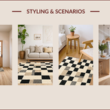 Ultra Soft Area Rug, Non Slip, Stain Resistant, Washable Area Rugs for Living Room, Bedroom, Washable Plaid Entryway Carpet with Anti-Slip Backing(Beige)