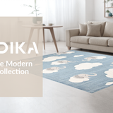 Ultra Soft Area Rug, Non Slip, Stain Resistant, Washable Area Rugs for Living Room, Bedroom, Charming Animal Motif in Grey(Blue)