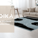 Ultra Soft Area Rug, Non Slip, Stain Resistant, Washable Area Rugs for Living Room, Bedroom, Rustic Minimalist Geometric Arrangement(Black)
