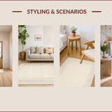 Ultra Soft Area Rug, Non Slip, Stain Resistant, Washable Area Rugs for Living Room, Bedroom, Luxurious Minimalist Textured Layers(Beige)