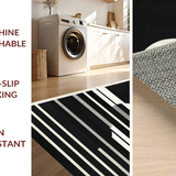 Ultra Soft Area Rug, Non Slip, Stain Resistant, Washable Area Rugs for Living Room, Bedroom, Artisan Woven Contrasting Striped Rug For Chic Layered Entryway Decor(Black)