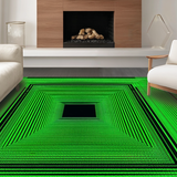 Ultra Soft Area Rug, Non Slip, Stain Resistant, Washable Area Rugs for Living Room, Bedroom, Sleek Monochrome Hypnotic Design(Green)