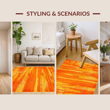 Ultra Soft Area Rug, Non Slip, Stain Resistant, Washable Area Rugs for Living Room, Bedroom, Chic Modern Artistic Textured Design(Orange)