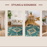 Ultra Soft Area Rug, Non Slip, Stain Resistant, Washable Area Rugs for Living Room, Bedroom, Rustic Vintage Ogee Pattern(Blue)
