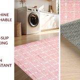 Ultra Soft Area Rug, Non Slip, Stain Resistant, Washable Area Rugs for Living Room, Bedroom, Preppy Pink Bow Pattern Scalloped Edge Rug(Pink)