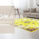 Ultra Soft Area Rug, Non Slip, Stain Resistant, Washable Area Rugs for Living Room, Bedroom, Classic Distressed Floral Arrangement(Yellow)