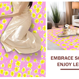 Ultra Soft Area Rug, Non Slip, Stain Resistant, Washable Area Rugs for Living Room, Bedroom, Bright Floral Patterned Elegance(Pink)