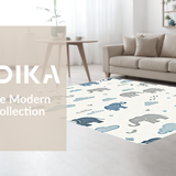 Ultra Soft Area Rug, Non Slip, Stain Resistant, Washable Area Rugs for Living Room, Bedroom, Contemporary Whimsical Animal Art(White)