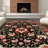 Ultra Soft Area Rug, Non Slip, Stain Resistant, Washable Area Rugs for Living Room, Bedroom, Colorful Botanical Patterned Delight(Red)