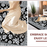 Ultra Soft Area Rug, Non Slip, Stain Resistant, Washable Area Rugs for Living Room, Bedroom, Reversible Floral Black Outdoor RV Camping Mat(Black)
