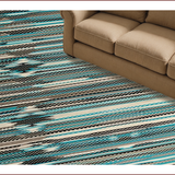 Ultra Soft Area Rug, Non Slip, Stain Resistant, Washable Area Rugs for Living Room, Bedroom, Rustic Earthy Floral Motif(Blue)