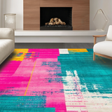 Ultra Soft Area Rug, Non Slip, Stain Resistant, Washable Area Rugs for Living Room, Bedroom, Chic Minimalist Textured Waves(Pink)