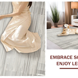 Ultra Soft Area Rug, Non Slip, Stain Resistant, Washable Area Rugs for Living Room, Bedroom, Serene Geometric Coastal Inspired Look(Gray)