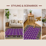 Ultra Soft Area Rug, Non Slip, Stain Resistant, Washable Area Rugs for Living Room, Bedroom, Vibrant Fleur-De-Lis Carnival Motif(Purple)